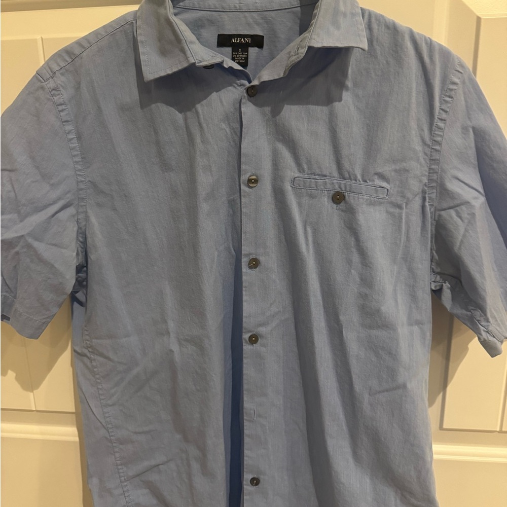 Alfani Men's Light Blue Casual Button Down Shirt
